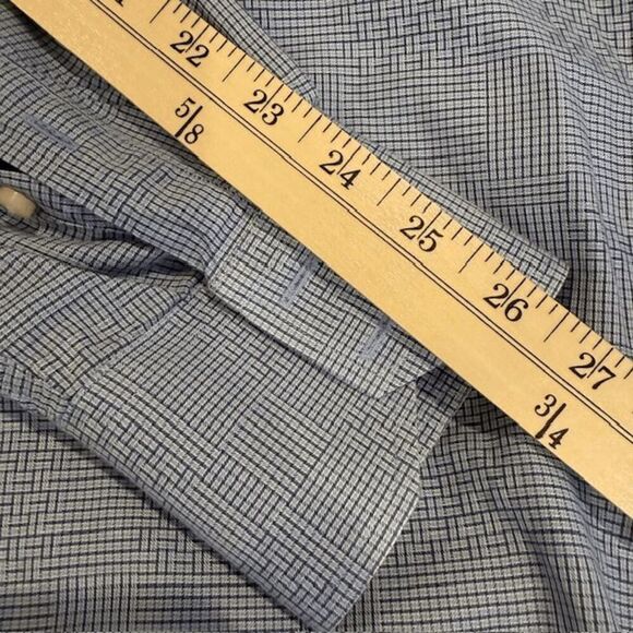 Thomas Dean Button Front Shirt Navy Blue White Abstract Square Print Size XL - Picture 9 of 10
